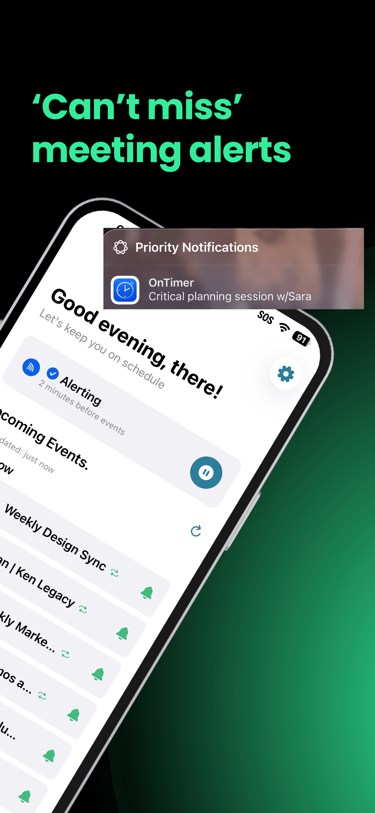 OnTimer can't-miss alerts screen