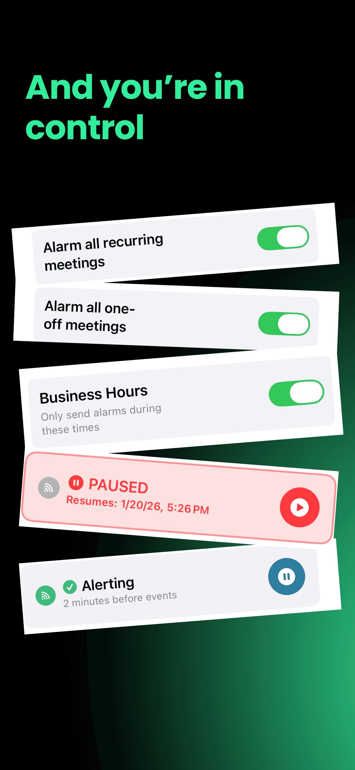 Lead time configuration screen